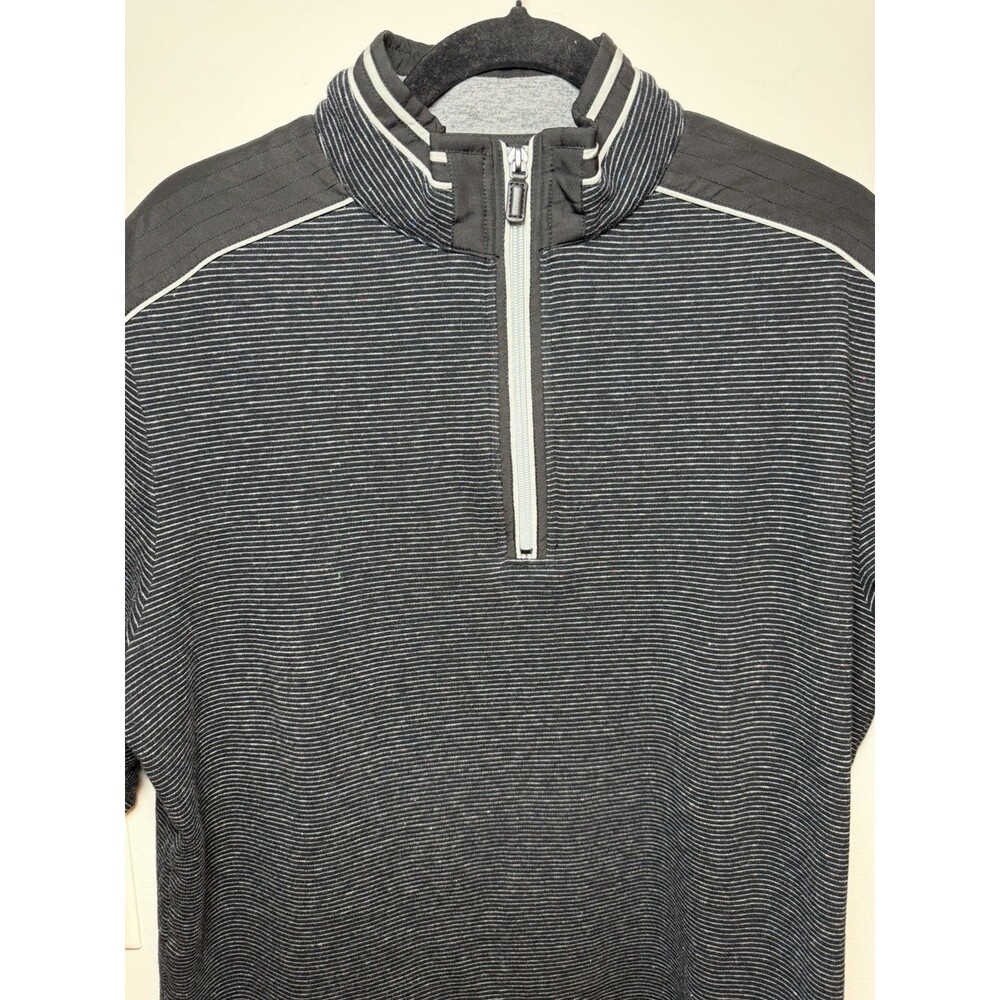 Bugatchi 1/4 Zip Pullover Cotton Sweater Black Gray Striped Men’s Large - Picture 3 of 8